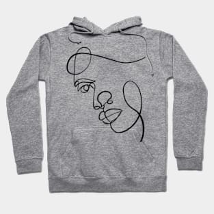 Women face minimalistic one line art Hoodie